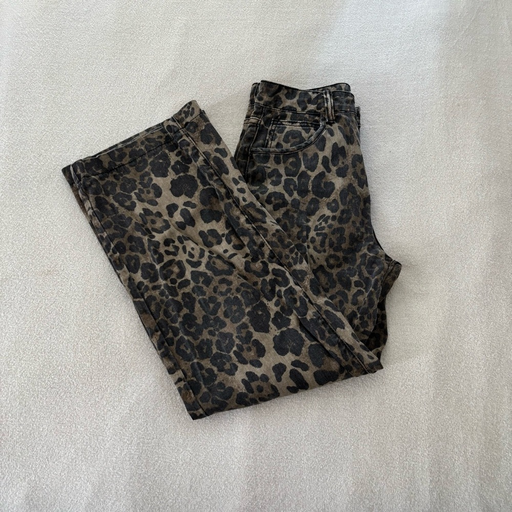 Leopard Print Straight Leg Jeans